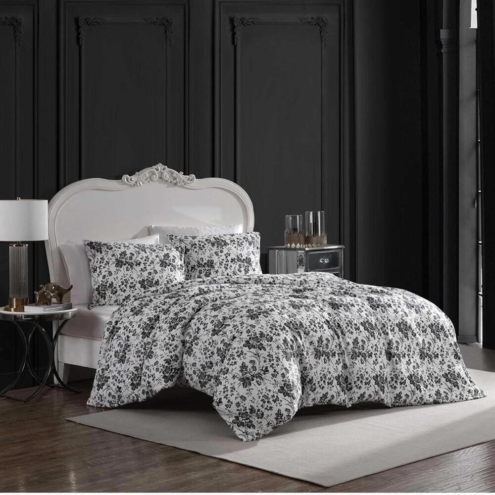 Whimsigoth Betsey Johnson King Duvet Black White Floral Cover matching Pillow